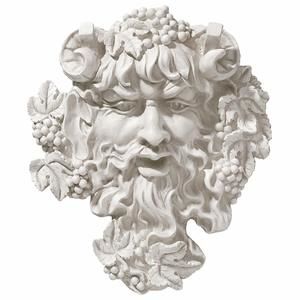 Bacchus, Grape Harvest Wine Greek Greenman Face Wall Sculpture, Medium, 12💞
